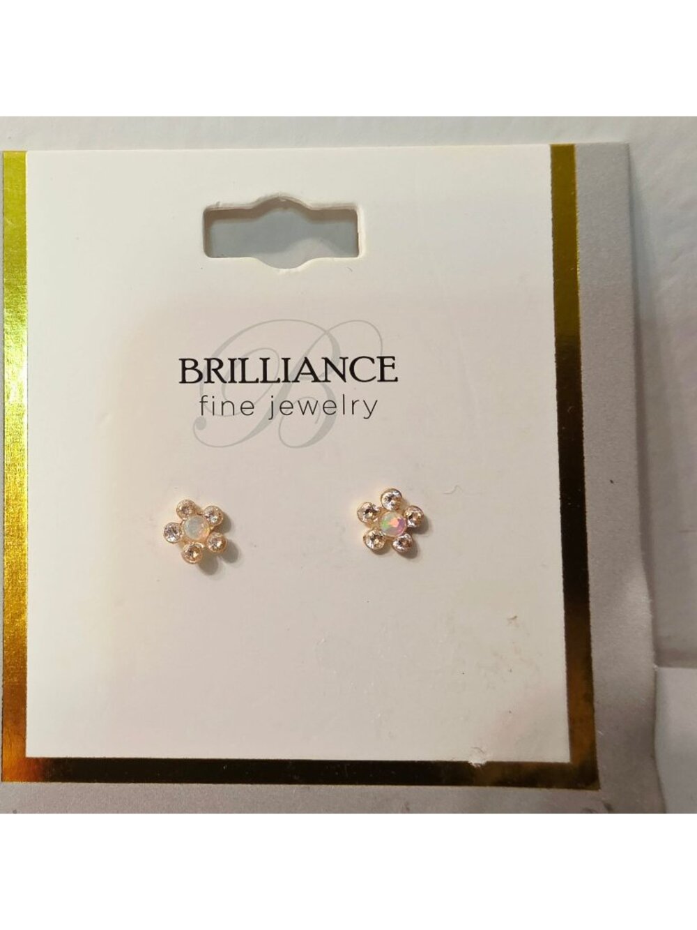 Brilliance Fine Jewelry 14Kt Gold Dainty CZ Flower Floral Stud Earrings